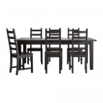 KAUSTBY/STORNÄS стол и 6 стульев коричнево-чёрный