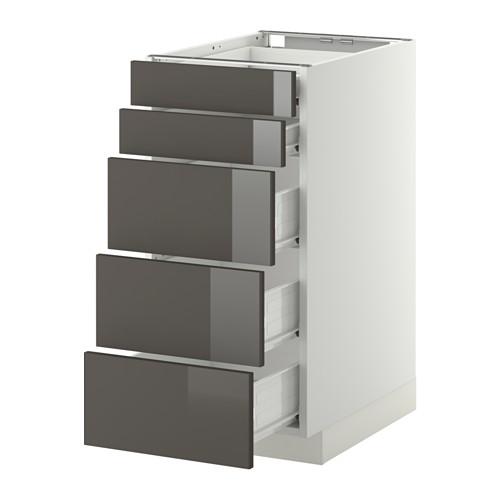 МЕТОД / ФОРВАРА Нплн шк 5фрнт/2нзк/3срд ящ - белый, Рингульт глянцевый серый, 40x60 см
