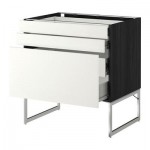 МЕТОД / ФОРВАРА Напольн шкаф 3фронт пнл/2низ/2ср ящ - 80x60x60 см, Хэггеби белый, под дерево черный МЕТОД / ФОРВАРА Напольн шкаф 3фронт пнл/2низ/2ср ящ - 80x60x60 см, Хэггеби белый, под дерево черный