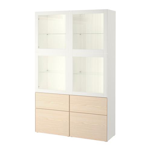 БЕСТО Комбинация д/хранения+стекл дверц - белый Синдвик/Инвикен ясеневый шпон, направляющие ящика,нажимные БЕСТО Комбинация д/хранения+стекл дверц - белый Синдвик/Инвикен ясеневый шпон, направляющие ящика,нажимные