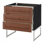МЕТОД / ФОРВАРА Нплн шк 3 фрнт/3 средн ящика - 80x60x60 см, Филипстад коричневый, под дерево черный