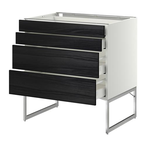 МЕТОД / МАКСИМЕРА Нплн шк 4 фронт/2 низк/2средн ящ - белый, Тингсрид под дерево черный, 80x60x60 см МЕТОД / МАКСИМЕРА Нплн шк 4 фронт/2 низк/2средн ящ - белый, Тингсрид под дерево черный, 80x60x60 см