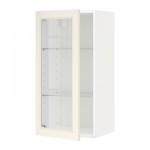 МЕТОД Навесной шкаф с полками/стекл дв - 40x80 см, Хитарп белый с оттенком, белый
