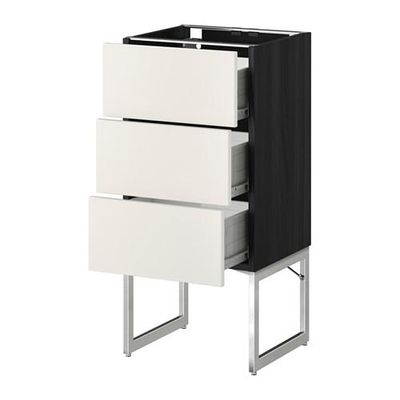 МЕТОД / ФОРВАРА Нплн шк 3 фрнт/3 средн ящика - 40x37x60 см, Веддинге белый, под дерево черный