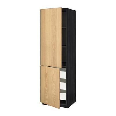 MÉTODO / FORVARA Armario alto + estantes / cajón 3 / puertas 2 - 60x60x200 cm, roble madera negra (s69055194) - opiniones, comparaciones de precios