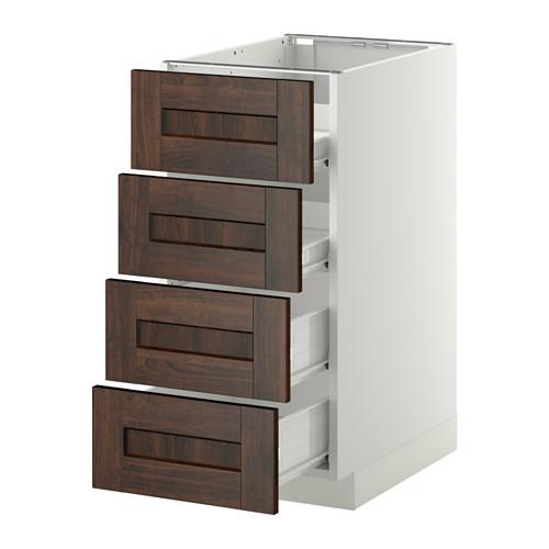 МЕТОД / ФОРВАРА Напольн шкаф 4 фронт панели/4 ящика - белый, Эдсерум под дерево коричневый, 40x60 см МЕТОД / ФОРВАРА Напольн шкаф 4 фронт панели/4 ящика - белый, Эдсерум под дерево коричневый, 40x60 см