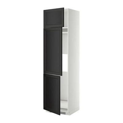 МЕТОД Выс шкаф для хол/мороз с 3 дверями - 60x60x220 см, Лаксарби черно-коричневый, белый