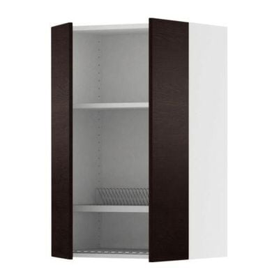 ФАКТУМ Навесной шкаф с посуд суш/2 дврц - Нексус коричнево-чёрный, 60x92 см