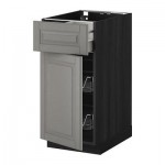 МЕТОД / МАКСИМЕРА Напольн шкаф с пров корз/ящ/дверью - 40x60 см, Будбин серый, под дерево черный