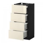 МЕТОД / ФОРВАРА Напольн шкаф 4 фронт панели/4 ящика - 40x37 см, Рингульт глянцевый кремовый, под дерево черный МЕТОД / ФОРВАРА Напольн шкаф 4 фронт панели/4 ящика - 40x37 см, Рингульт глянцевый кремовый, под дерево черный