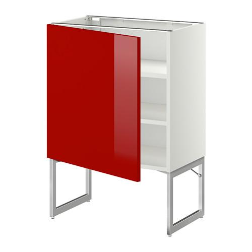 МЕТОД Напольный шкаф с полками - 60x37x60 см, Рингульт глянцевый красный, белый