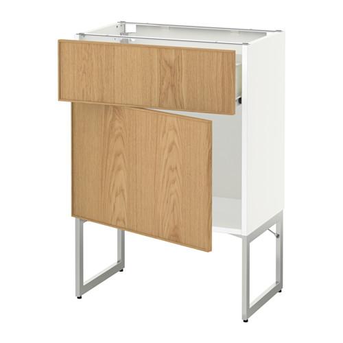 МЕТОД / ФОРВАРА Напольный шкаф с ящиком/дверью - 60x37x60 см, Экестад дуб, белый