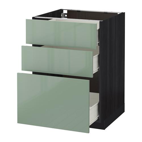 МЕТОД / ФОРВАРА Напольный шкаф с 3 ящиками - под дерево черный, Калларп глянцевый светло-зеленый, 60x60 см МЕТОД / ФОРВАРА Напольный шкаф с 3 ящиками - под дерево черный, Калларп глянцевый светло-зеленый, 60x60 см