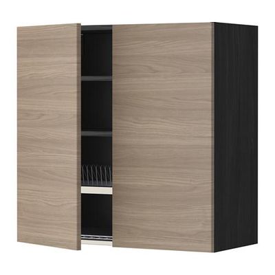 МЕТОД Навесной шкаф с посуд суш/2 дврц - 80x80 см, Брокхульт под грецкий орех светло-серый, под дерево черный МЕТОД Навесной шкаф с посуд суш/2 дврц - 80x80 см, Брокхульт под грецкий орех светло-серый, под дерево черный