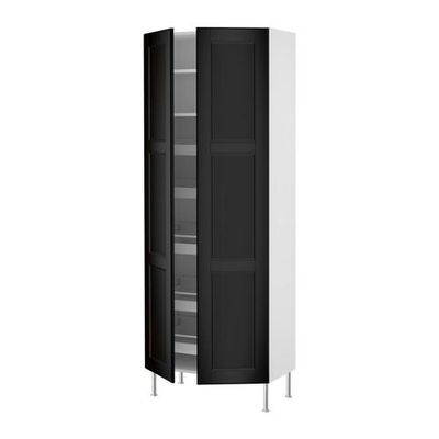 ФАКТУМ Высокий шкаф с ящиками/полками - Рамшё черно-коричневый, 80x211x37 см ФАКТУМ Высокий шкаф с ящиками/полками - Рамшё черно-коричневый, 80x211x37 см