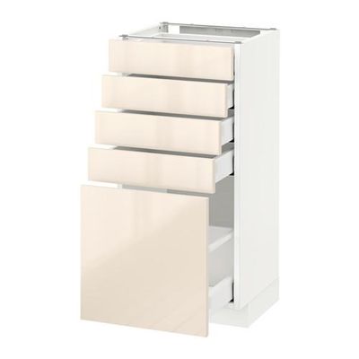 МЕТОД / МАКСИМЕРА Напольный шкаф с 5 ящиками - 40x37 см, Рингульт глянцевый кремовый, белый МЕТОД / МАКСИМЕРА Напольный шкаф с 5 ящиками - 40x37 см, Рингульт глянцевый кремовый, белый
