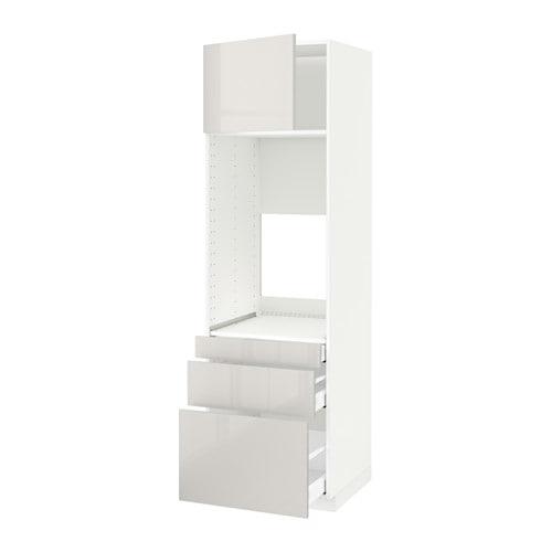 МЕТОД / МАКСИМЕРА Выс шкаф д/двойн духовки/3ящ/дверца - белый, Рингульт глянцевый светло-серый, 60x60x200 см МЕТОД / МАКСИМЕРА Выс шкаф д/двойн духовки/3ящ/дверца - белый, Рингульт глянцевый светло-серый, 60x60x200 см