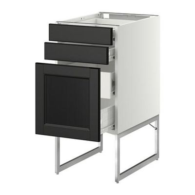 МЕТОД / ФОРВАРА Напольн шкаф 3фронт пнл/2низ/2ср ящ - 40x60x60 см, Лаксарби черно-коричневый, белый МЕТОД / ФОРВАРА Напольн шкаф 3фронт пнл/2низ/2ср ящ - 40x60x60 см, Лаксарби черно-коричневый, белый