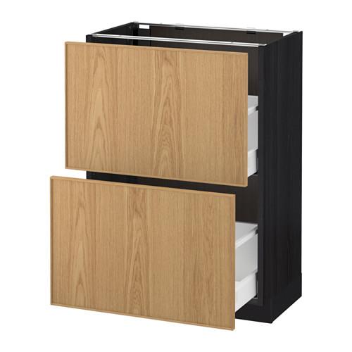 МЕТОД / МАКСИМЕРА Напольный шкаф с 2 ящиками - под дерево черный, Экестад дуб, 60x37 см МЕТОД / МАКСИМЕРА Напольный шкаф с 2 ящиками - под дерево черный, Экестад дуб, 60x37 см