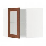 МЕТОД Углов навесн шк с полками/сткл дв - белый, Филипстад коричневый, 68x60 см