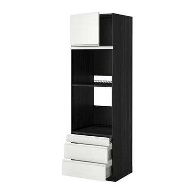 МЕТОД / ФОРВАРА Выс шкаф д/дхвк/комб дхвк+двр/3ящ - 60x60x200 см, Нодста белый/алюминий, под дерево черный МЕТОД / ФОРВАРА Выс шкаф д/дхвк/комб дхвк+двр/3ящ - 60x60x200 см, Нодста белый/алюминий, под дерево черный