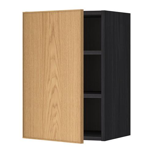 МЕТОД Шкаф навесной с полкой - под дерево черный, Экестад дуб, 40x60 см