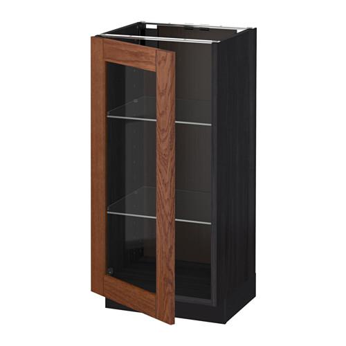 МЕТОД Напольный шкаф со стекл дверцей - под дерево черный, 40x37x80 см МЕТОД Напольный шкаф со стекл дверцей - под дерево черный, 40x37x80 см