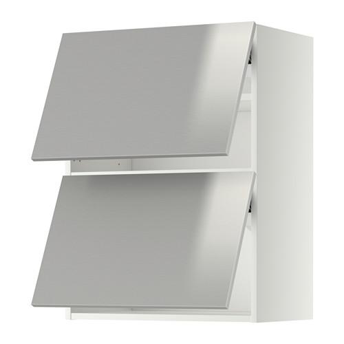 МЕТОД Навесной шкаф/2 дверцы, горизонтал - белый, Гревста нержавеющ сталь, 60x80 см
