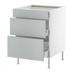 ФАКТУМ Напольный шкаф с 3 ящиками - Аплод серый, 60 см