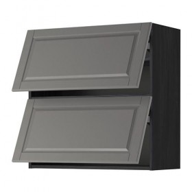 METOD навесной шкаф/2 дверцы, горизонтал черный/Будбин серый 80x80 см