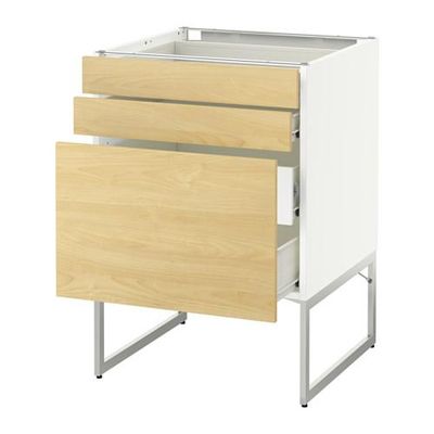 МЕТОД / ФОРВАРА Напольн шкаф 3фронт пнл/2низ/2ср ящ - 60x60x60 см, Тингсрид под березу, белый МЕТОД / ФОРВАРА Напольн шкаф 3фронт пнл/2низ/2ср ящ - 60x60x60 см, Тингсрид под березу, белый