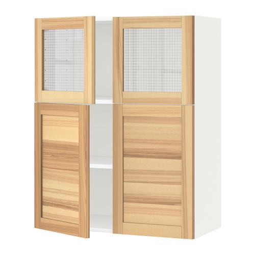 МЕТОД Навесной шкаф/полки/2дв/2стек дв - белый, Торхэмн естественный ясень