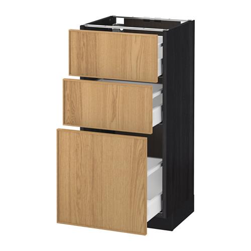 МЕТОД / МАКСИМЕРА Напольный шкаф с 3 ящиками - под дерево черный, Экестад дуб, 40x37 см МЕТОД / МАКСИМЕРА Напольный шкаф с 3 ящиками - под дерево черный, Экестад дуб, 40x37 см