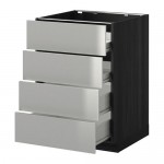 МЕТОД / ФОРВАРА Напольн шкаф 4 фронт панели/4 ящика - под дерево черный, Гревста нержавеющ сталь, 60x60 см МЕТОД / ФОРВАРА Напольн шкаф 4 фронт панели/4 ящика - под дерево черный, Гревста нержавеющ сталь, 60x60 см