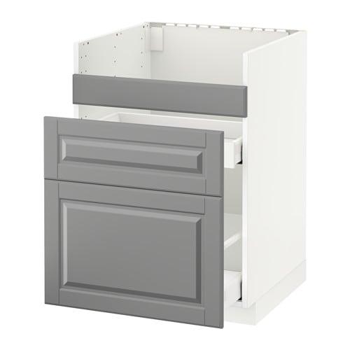 МЕТОД Напол шк д/мойки ХАВСЕН/3фасада/2ящ - белый, Будбин серый, 60x60 см