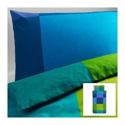 БРУНКРИСЛА Пододеяльник и 1 наволочка - синий, 150x200/50x70 см