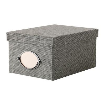 КВАРНВИК Коробка с крышкой - серый, 21x29x15 см