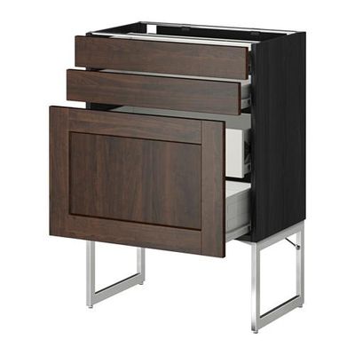 МЕТОД / ФОРВАРА Напольн шкаф 3фронт пнл/2низ/2ср ящ - 60x37x60 см, Эдсерум под дерево коричневый, под дерево черный МЕТОД / ФОРВАРА Напольн шкаф 3фронт пнл/2низ/2ср ящ - 60x37x60 см, Эдсерум под дерево коричневый, под дерево черный