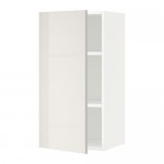 МЕТОД Шкаф навесной с полкой - белый, Рингульт глянцевый светло-серый, 40x80 см МЕТОД Шкаф навесной с полкой - белый, Рингульт глянцевый светло-серый, 40x80 см