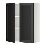 МЕТОД Навесной шкаф с полками/2дверцы - 80x100 см, Лаксарби черно-коричневый, белый МЕТОД Навесной шкаф с полками/2дверцы - 80x100 см, Лаксарби черно-коричневый, белый