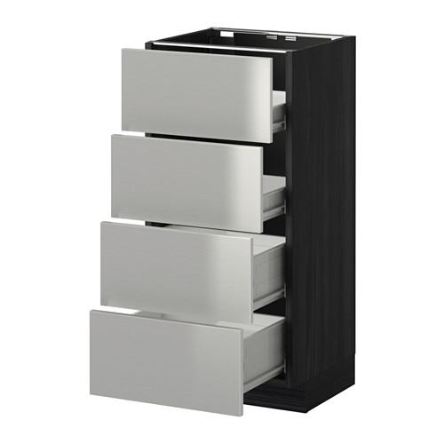МЕТОД / ФОРВАРА Напольн шкаф 4 фронт панели/4 ящика - под дерево черный, Гревста нержавеющ сталь, 40x37 см МЕТОД / ФОРВАРА Напольн шкаф 4 фронт панели/4 ящика - под дерево черный, Гревста нержавеющ сталь, 40x37 см