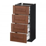 МЕТОД / МАКСИМЕРА Напольн шкаф 4 фронт панели/4 ящика - под дерево черный, Филипстад коричневый, 40x37 см