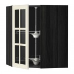 МЕТОД Углов навесн шк с врщ скц/сткл дв - под дерево черный, Будбин белый с оттенком, 68x80 см МЕТОД Углов навесн шк с врщ скц/сткл дв - под дерево черный, Будбин белый с оттенком, 68x80 см