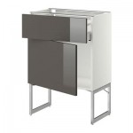 МЕТОД / МАКСИМЕРА Напольный шкаф с ящиком/дверью - 60x37x60 см, Рингульт глянцевый серый, белый МЕТОД / МАКСИМЕРА Напольный шкаф с ящиком/дверью - 60x37x60 см, Рингульт глянцевый серый, белый