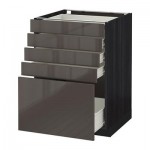 МЕТОД / ФОРВАРА Напольный шкаф с 5 ящиками - 60x60 см, Рингульт глянцевый серый, под дерево черный МЕТОД / ФОРВАРА Напольный шкаф с 5 ящиками - 60x60 см, Рингульт глянцевый серый, под дерево черный