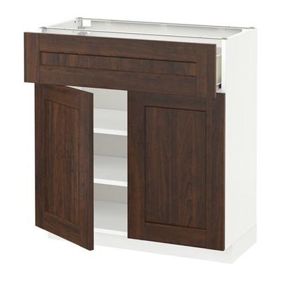 МЕТОД / ФОРВАРА Напольный шкаф+ящик/2дверцы - 80x37 см, Эдсерум под дерево коричневый, белый МЕТОД / ФОРВАРА Напольный шкаф+ящик/2дверцы - 80x37 см, Эдсерум под дерево коричневый, белый