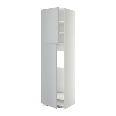 МЕТОД Высокий шкаф д/холодильника/2дверцы - 60x60x220 см, Веддинге серый, белый