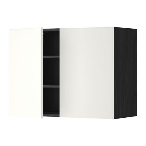МЕТОД Навесной шкаф с полками/2дверцы - под дерево черный, Хэггеби белый, 80x60 см МЕТОД Навесной шкаф с полками/2дверцы - под дерево черный, Хэггеби белый, 80x60 см