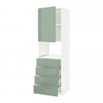МЕТОД / ФОРВАРА Высок шкаф д/духовки/дверца/4ящика - белый, Калларп глянцевый светло-зеленый, 60x60x200 см