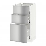 МЕТОД / МАКСИМЕРА Напольный шкаф с 3 ящиками - белый, Гревста нержавеющ сталь, 40x37 см МЕТОД / МАКСИМЕРА Напольный шкаф с 3 ящиками - белый, Гревста нержавеющ сталь, 40x37 см